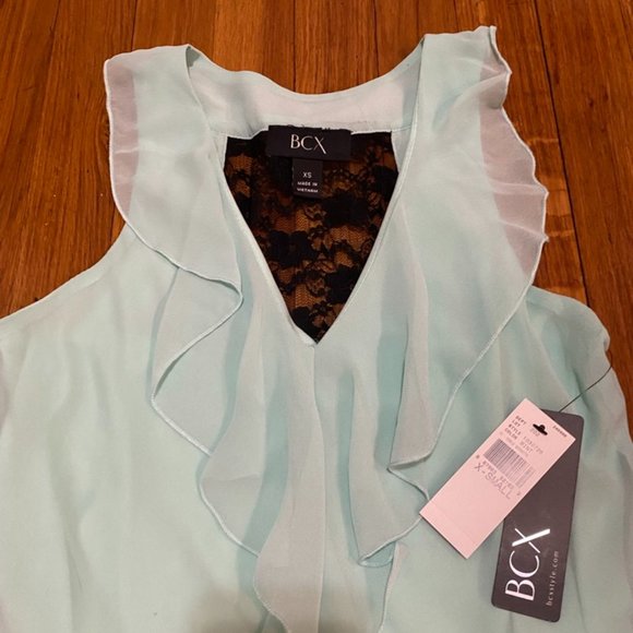 LAST CHANCE - BCX Mint Sleeveless Top Lace Back XS - Picture 2 of 6